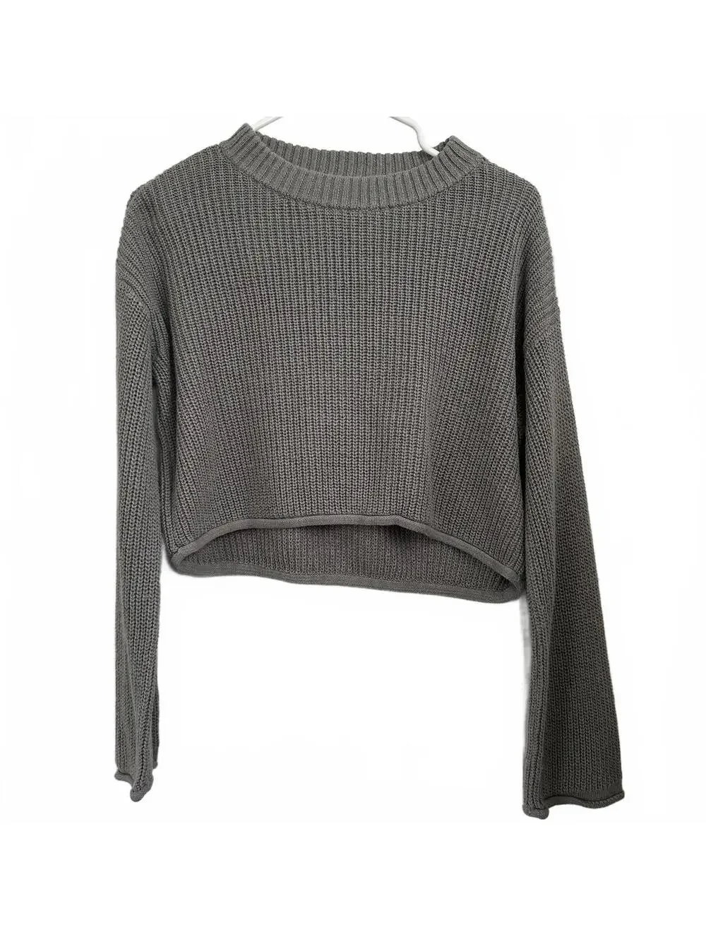 Wild Fable Crew Neck Boxy Pullover Sweater Light Gray Small